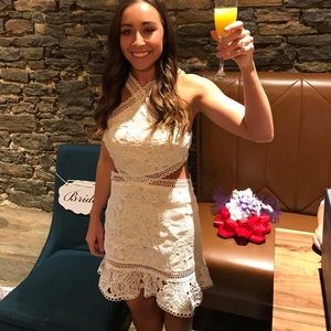 White lace cut out dress